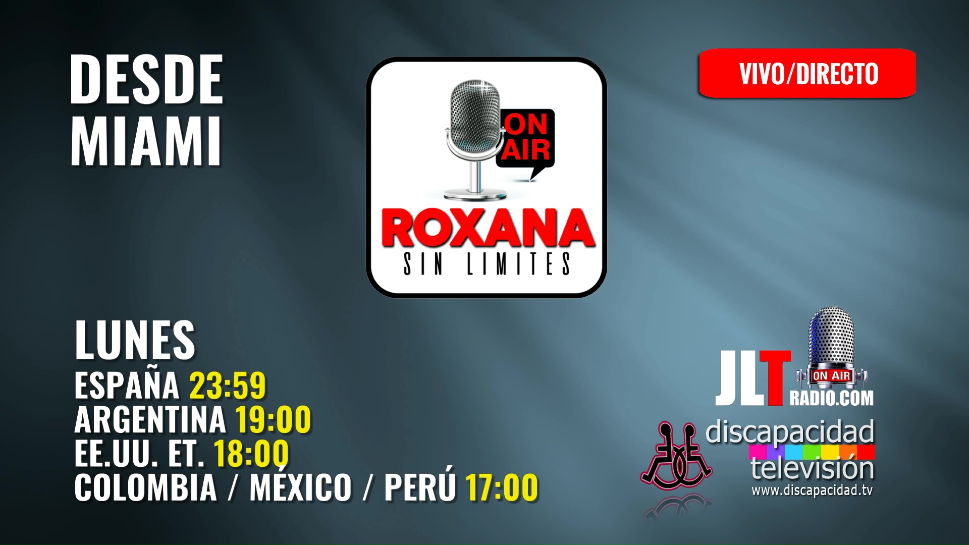 DESDE MIAMI, ROXANA CORCUERA LES TRAE LA MEJOR INFORMACIÓN ACERCA DE LA DISCAPACIDAD EN EL ESTADO DE LA FLORIDA COMO DE LATINOAMÉRICA. PRESENTA LA SRA. ROXANA CORCUERA
